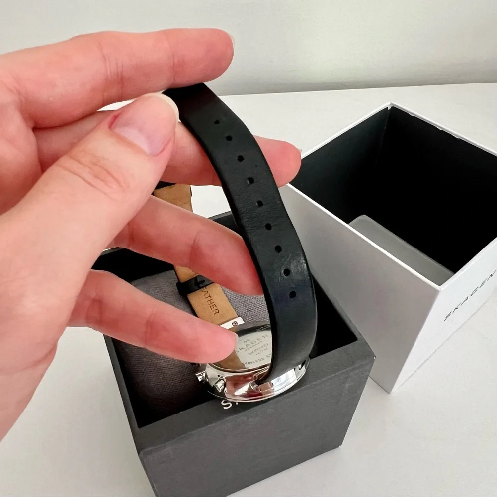 Skagen Women's Gitte Chronograph Black Leather Strap Watch - Picture 15 of 17